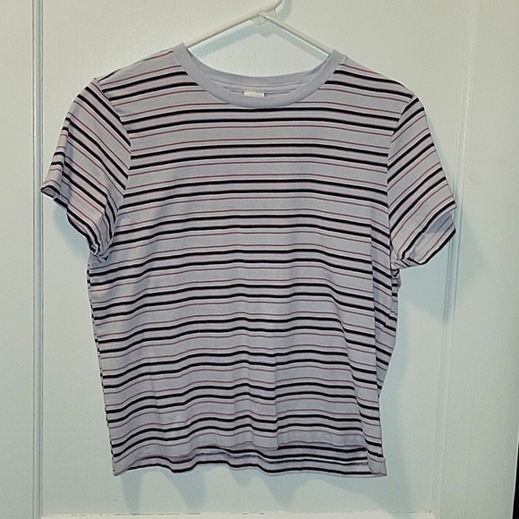 VS PINK Blue Striped Dreamer Cotton Tee, Medium - Picture 1 of 6